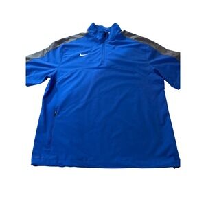 Nike Dri-FIT Mens L Blue Grey 1/4 Zip Short Sleeve Golf Pullover 519853-233